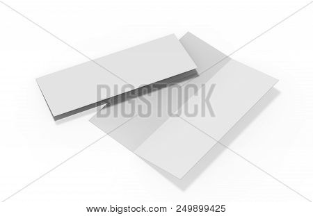 Half Fold Brochure Mock Up On Isolated White Background, 3d Illustration