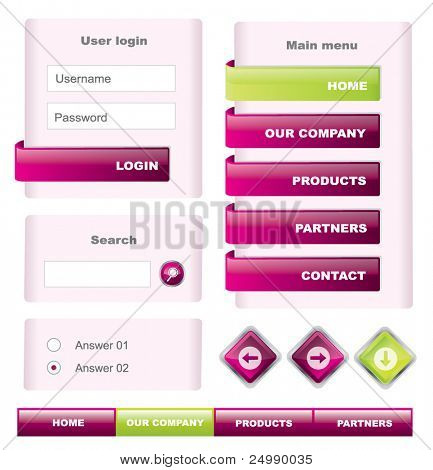 Elementi del modello moderno sito rosa