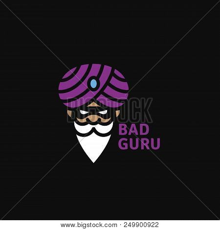 Bad Guru Logo Template Design On A Black Background. Vector Illustration.