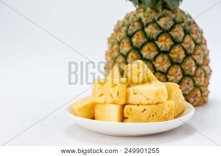 Healthy Sliced Pineapple Isolated On White Background