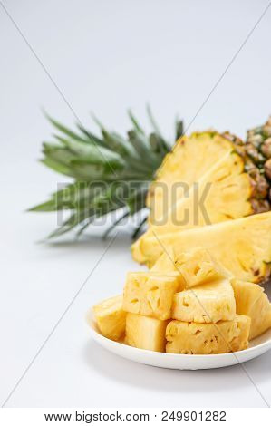 Healthy Sliced Pineapple Isolated On White Background