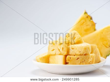 Healthy Sliced Pineapple Isolated On White Background