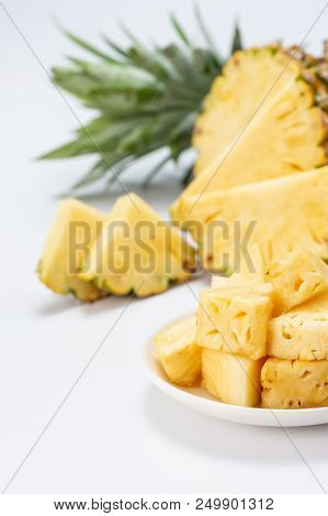 Healthy Sliced Pineapple Isolated On White Background