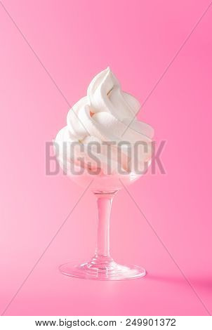 Soft serve ice cream isolated with colored background, copy space(text space), blank for text, vanil