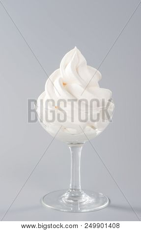 Soft Serve Ice Cream Isolated With Colored Background, Copy Space(text Space), Blank For Text, Vanil