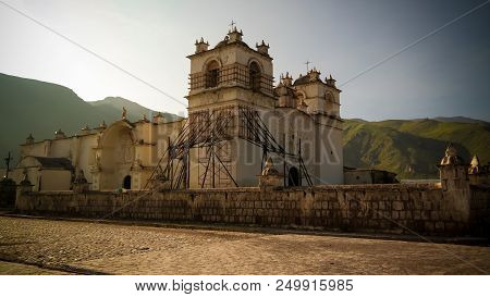 Exterior View To Church Of Immaculate Conception At Yanque, Chivay, Peru