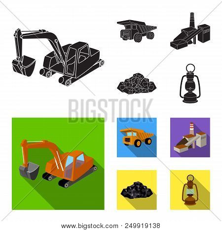 Excavator, Dumper, Processing Plant, Minerals And Ore.mining Industry Set Collection Icons In Black,