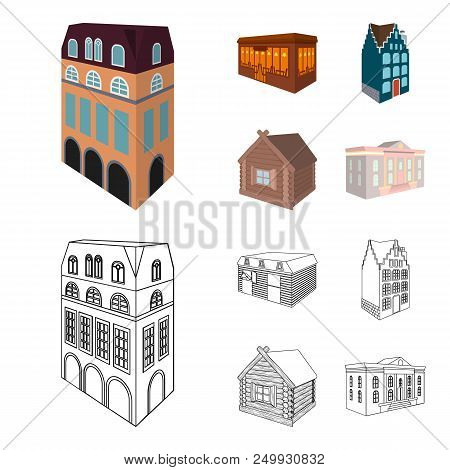 Residential House In English Style, A Cottage With Stained-glass Windows, A Cafe Building, A Wooden 