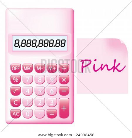 Vector rosa Pocket Calculator & nota carta