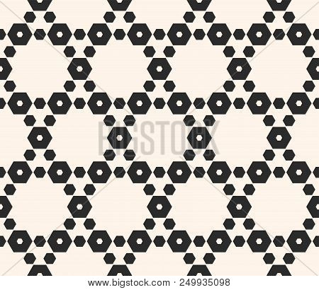 Geometric Seamless Pattern With Delicate Hexagonal Lattice. Hexagons Texture, Ornamental Grid, Mesh,