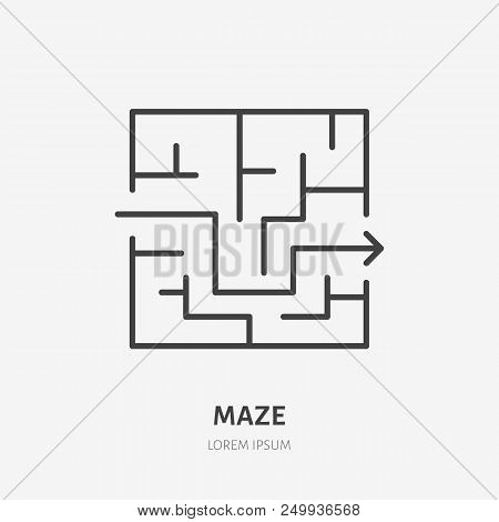 Maze Line Icon, Labyrinth Flat Logo. Business Solution Vector Illustration. Exit Sign, Strategy Conc