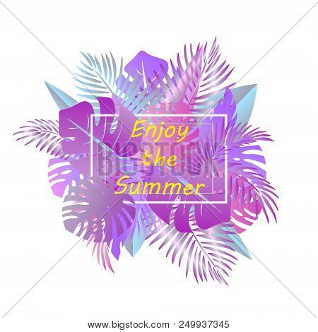 Trendy Design Summer Tropical Leaves. Vector Illustration. Pink Color.