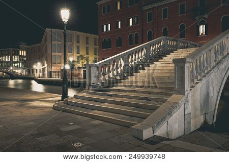 Nightlife In Old European City. Venice, Italy