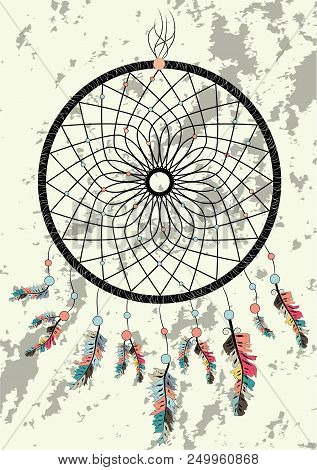 Dream Catcher Boho Native American Indian Talisman Dreamcatcher. Clothes Ethnic Tribal Design. Magic
