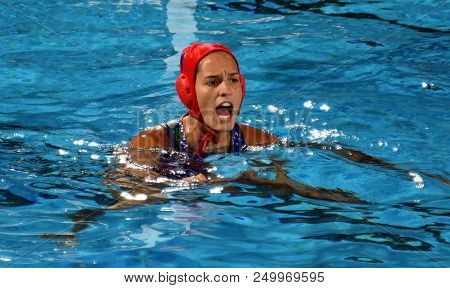 Budapest, Hungary - Jul 20, 2017. Gangl Edina (hun) Goalkeeper In The Preliminary Round. Fina Waterp