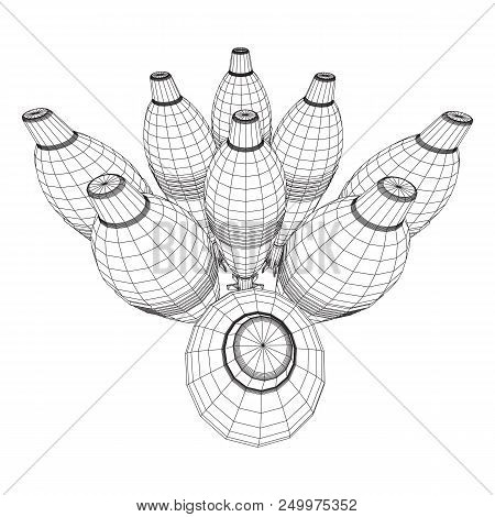 Missile, Nuclear Bomb Or Mortar Mine Wireframe Low Poly Mesh Vector Illustration