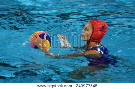 Budapest, Hungary - Jul 20, 2017. Gangl Edina (hun) Goalkeeper In The Preliminary Round. Fina Waterp
