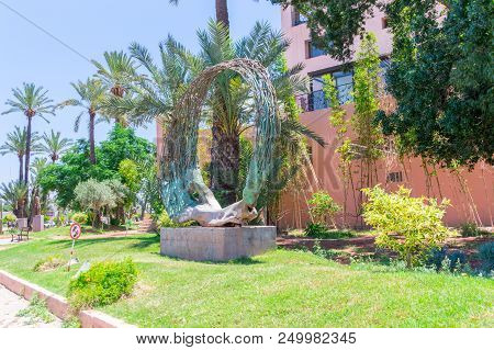Marrakech, Morocco - June 3, 2018: Sculpture Created By Abdeljalil Saouli. Sculpture At Jardin Arts 