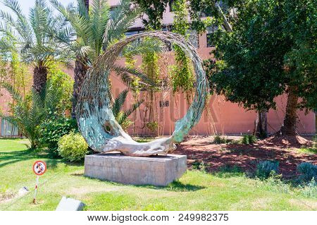 Marrakech, Morocco - June 3, 2018: View For Sculpture Created By Abdeljalil Saouli. Sculpture At Jar