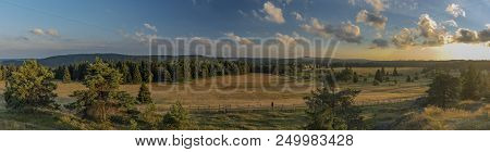 Slavkovsky Les Mountains In Summer Sunny Sunset Evening Near Krizky Area