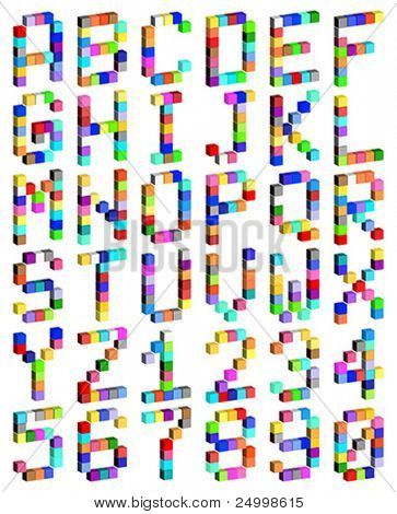 Alphabet made of cubes