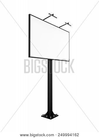 Blank Bigboard With Backlight On White Background, 3d Rendering.
