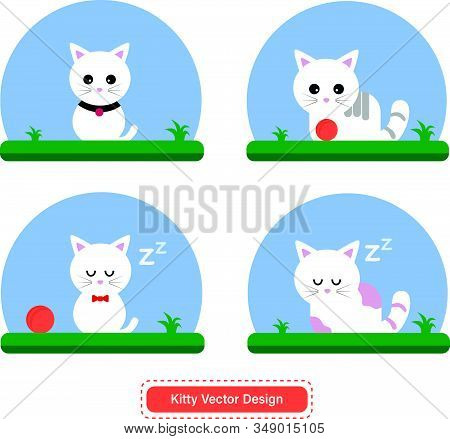 Cute Cat Or Kitty Vector For Icon Templates Or Presentation Background. Cat Or Kitty For Pet Shop Lo