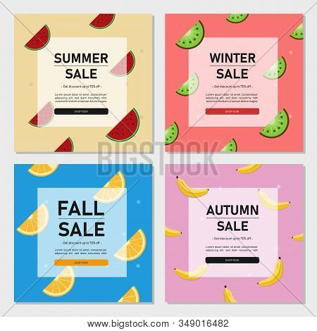 Season Sale Banner Set Template. Editable Season Sale Banner For Social Media Post And Web/internet 