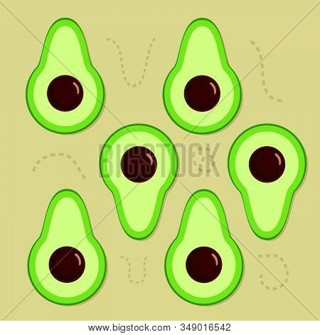 Avocado Fruit Pattern Wallpaper. Avocado Icon Template For Website, Social Media, Or Presentation. C
