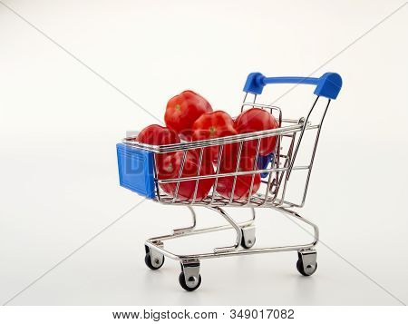 Ripe, Red Cherry Tomatoes Of The Confetto Variety.isolate.white Background