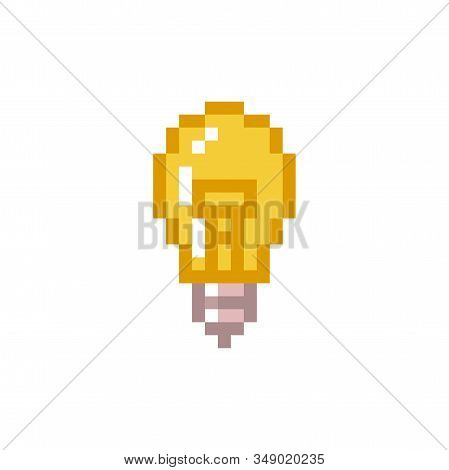 8-bit Pixel Electric Light Bulb. Vector Illustration