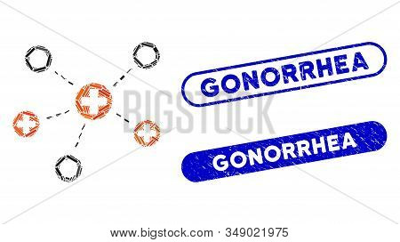 Mosaic Medical Links And Distressed Stamp Seals With Gonorrhea Text. Mosaic Vector Medical Links Is 