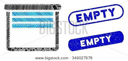 Mosaic Garage Empty And Rubber Stamp Seals With Empty Text. Mosaic Vector Garage Empty Is Designed W