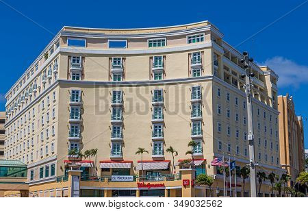 San Juan, Puerto Rico - February 20, 2018: San Juan Serves As A Major Tourist Hub To The Rest Of The