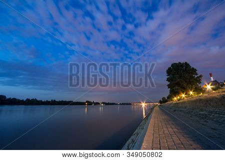 Panorama Of The Danube River, Also Called Dunav, From The Quay Of The City Center Of Belgrade, Capit