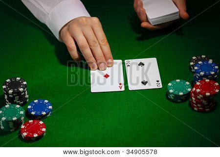 Yeşil tablo Poker ayarı