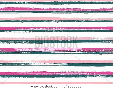 Grunge Stripes Seamless Vector Background Pattern. Rough Texture Lines Pattern. Dry Paintbrush Strip