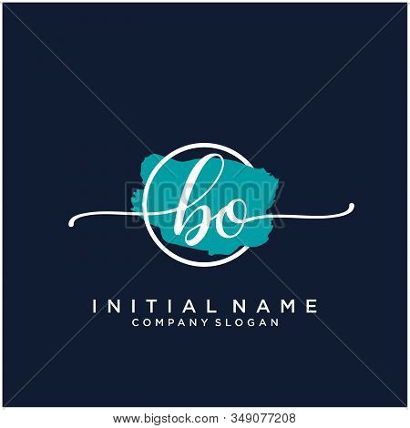 Bo Initial Handwriting Logo Design With Brush Circle. Logo For Fashion,photography, Wedding, Beauty,