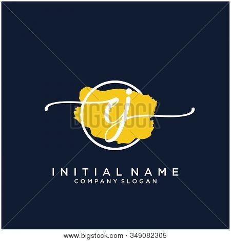 Ej Initial Handwriting Logo Design With Brush Circle. Logo For Fashion,photography, Wedding, Beauty,