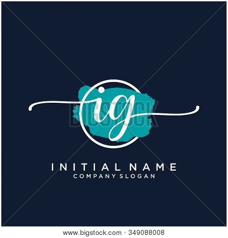 Ig Initial Handwriting Logo Design With Brush Circle. Logo For Fashion,photography, Wedding, Beauty,
