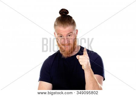 Red haired man with long beard isolated on a white background