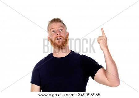 Red haired man with long beard isolated on a white background