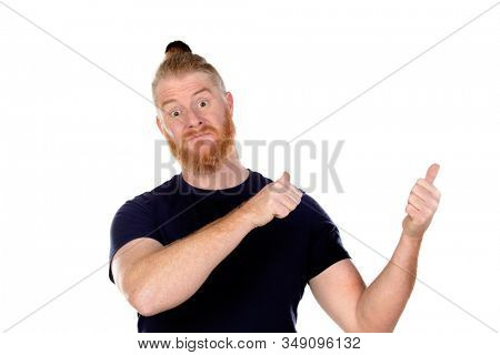 Red haired man with long beard isolated on a white background