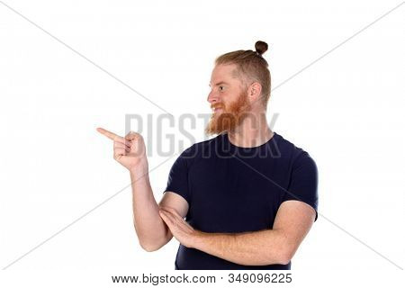Red haired man with long beard isolated on a white background