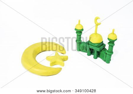 Symbols Of Islam. Objects Made From Play Clay. Abstract Isolated Photo.