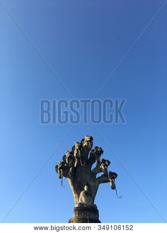 Meditation Buddha Statue And A Serpent Came To Protect The Lord Buddha Is An Outdoor Statue