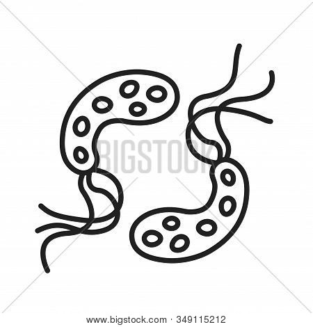 Bacteria Cholera Black Line Icon. Waterborne Microscopic Germ Cause Diseases Concept. Pictogram For 