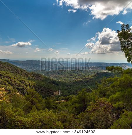 View From Olymbos, The Highest Peak Of The Island Of Cyprus. Troodos Mountains