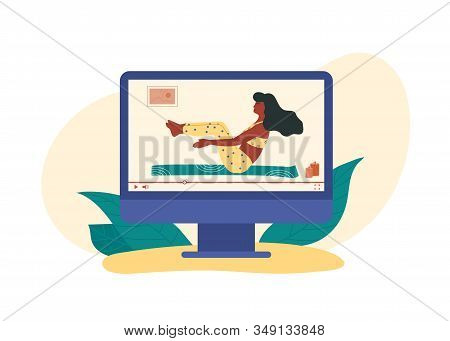 Virtual Trainer Showing Exercise For Home No Equipment Bodyweight Workout. Certified Coach Online Vi