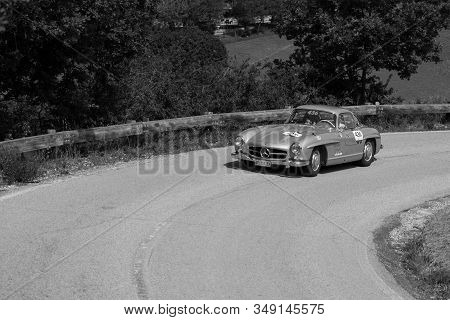 Pesaro Colle San Bartolo , Italy - May 17 - 2018 : Mercedes-benz 300 Sl CoupÉ (w198) 1956 On An Old 